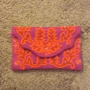 Beautiful beaded fabric clutch